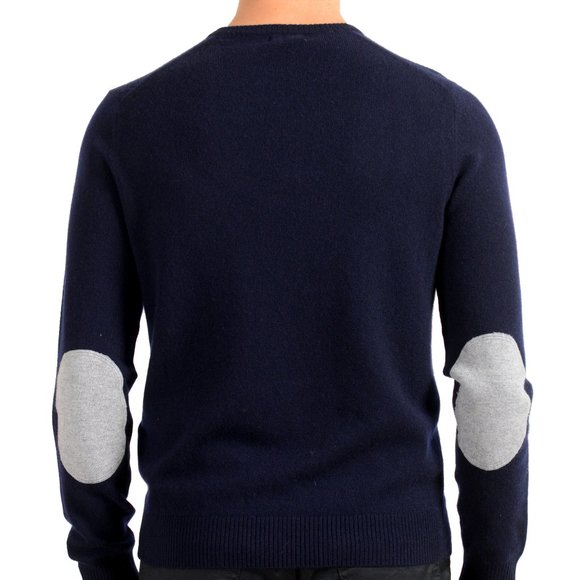 Malo Optimum Men's Navy Blue Wool Cashmere V-Neck Pullover Sweater - Picture 3 of 5